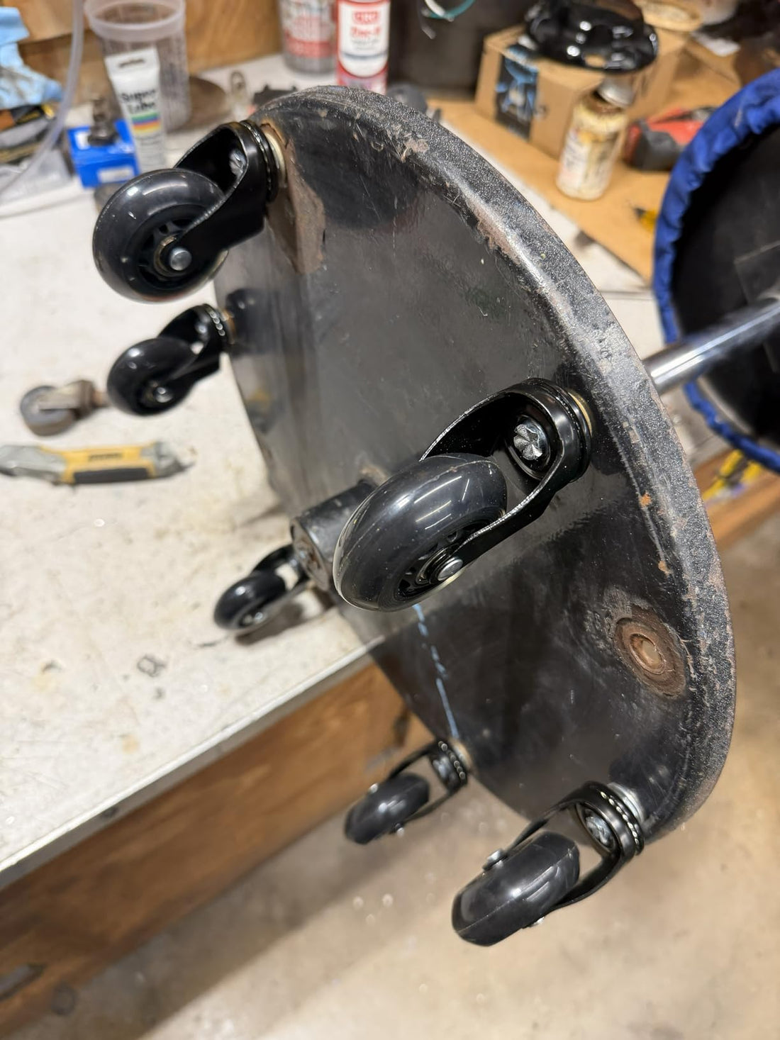 MySit Creeper Caster Wheels Set of 6 Heavy-Duty 2.5 Inch Casters Replacement Roller Blade Rubber 360 Degree No Noise Wheel for Mechanic Stool, Rolling Garage Seat