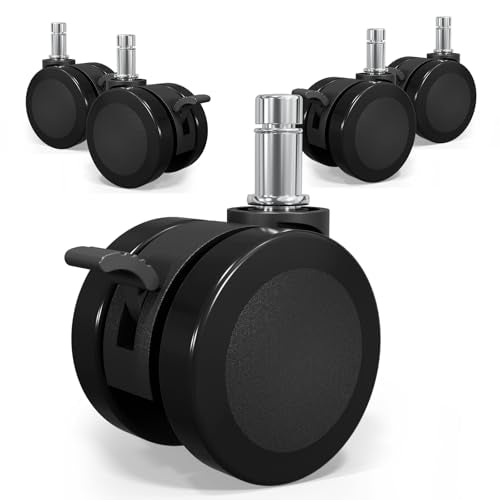 MySit Universal 11x22mm Office Chair Wheels | Set of 5 Heavy-Duty Casters with Brake