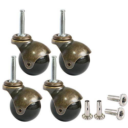 MySit 2 Inch Brass Ball Casters - Heavy-Duty Furniture Caster Wheels with Sockets (Set of 4 or 8) for Sofa, Chair, Cabinet & DIY Projects