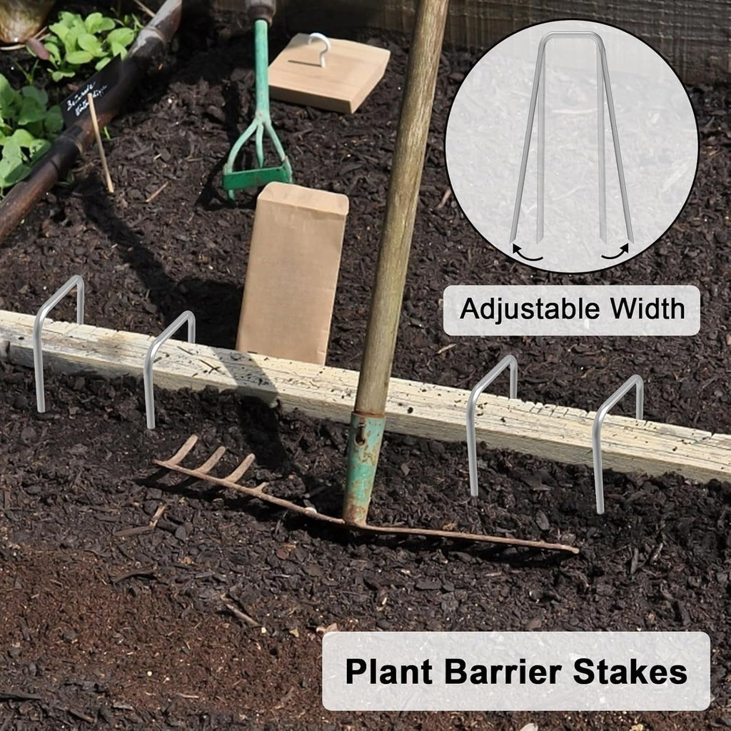 MySit 6 Inch 100 Pack Galvanized Garden Stakes Plant Cover Stakes 11 Gauge Lawn Staples, Garden Staples Securing Pegs for Securing Weed Fabric Landscape Fabric Netting Ground Sheets Fences