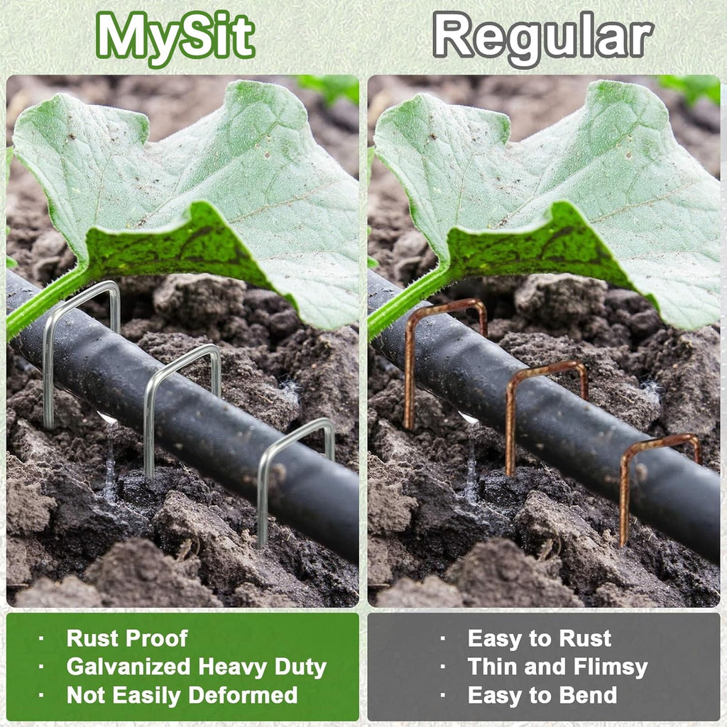 MySit 6 Inch 100 Pack Galvanized Garden Stakes Plant Cover Stakes 11 Gauge Lawn Staples, Garden Staples Securing Pegs for Securing Weed Fabric Landscape Fabric Netting Ground Sheets Fences