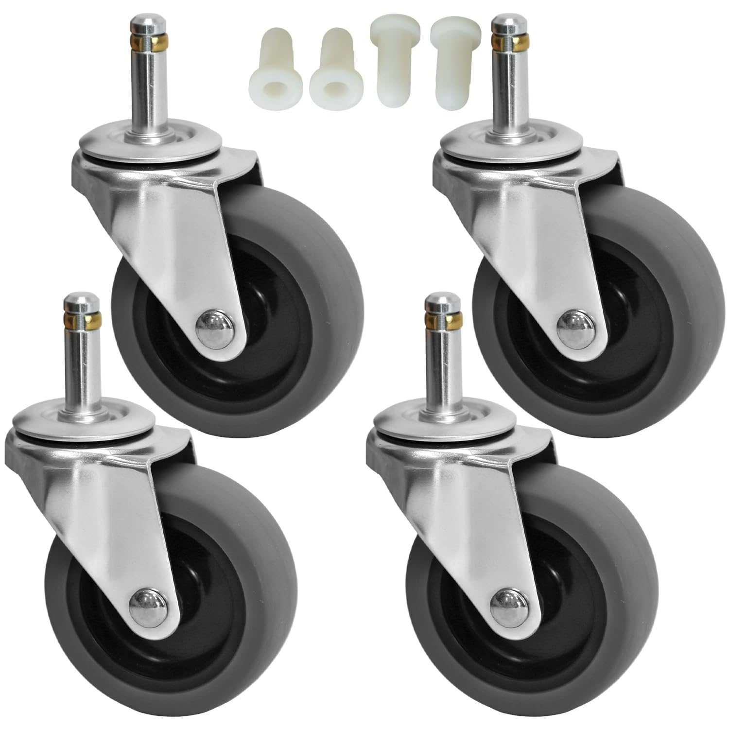 ySit 2/3/4-Inch Replacement Caster Wheel | 7/16" x 1-3/8" Stem | Fits Rubbermaid, Weber, Shop-Vac | Pack of 4