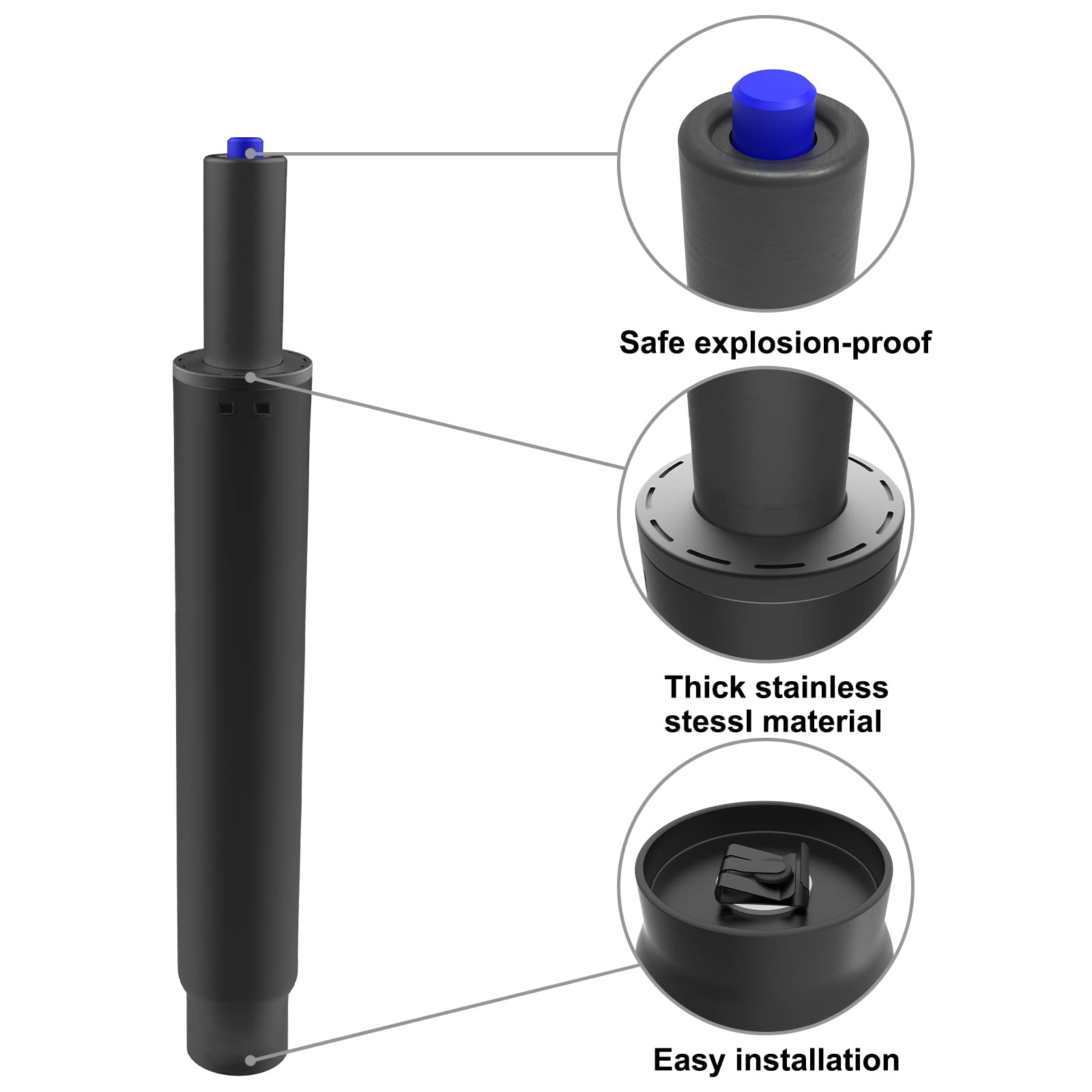 Close-up of the Universal Top Lever and Bottom Plug on the MySit Gas Lift