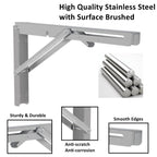 MySit 16-inch Heavy Duty Folding Shelf Brackets 4-Pack, 550lb Load Capacity Stainless Steel Collapsible Wall Mounted Table Bracket for Space Saving Storage & DIY Projects