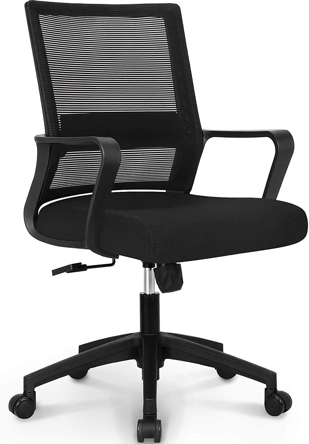 Tall Person Sitting Comfortably at an Adjusted Height in an Office Chair with MySit 5.5" Gas Lift