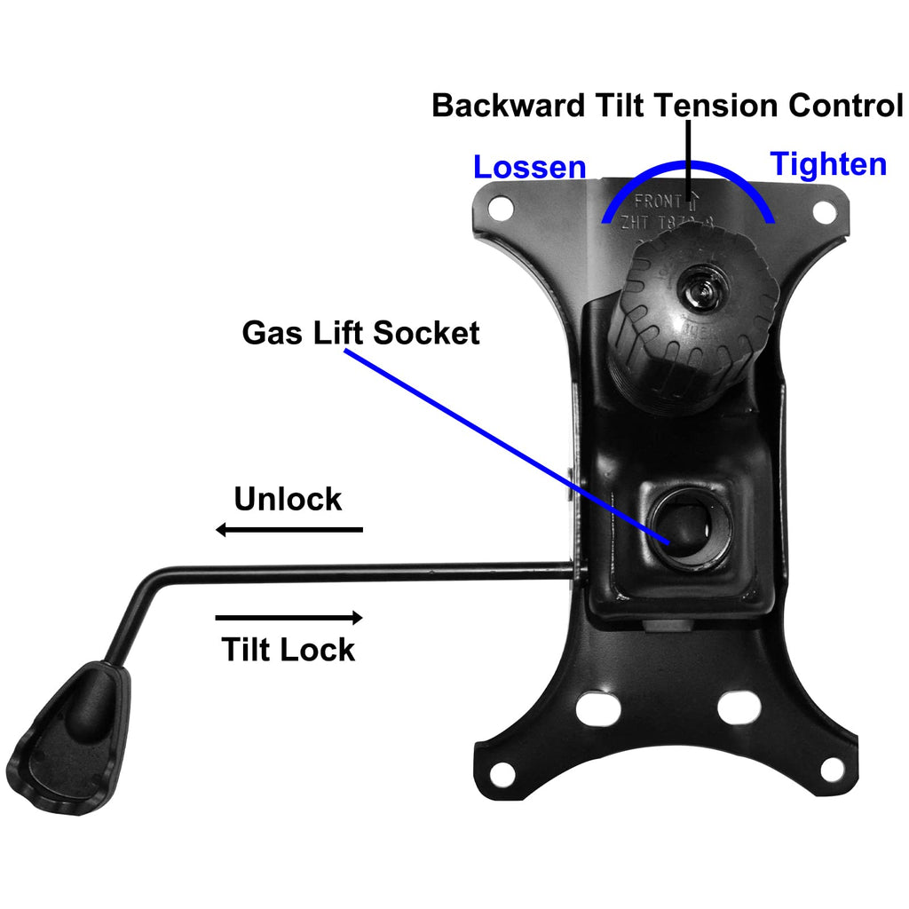 MySit Heavy Duty 300 LBs Office Chair Tilt Mechanism Replacement Parts, 5.9'' x 10.15" Mounting Holes Tilt Control Mechanism