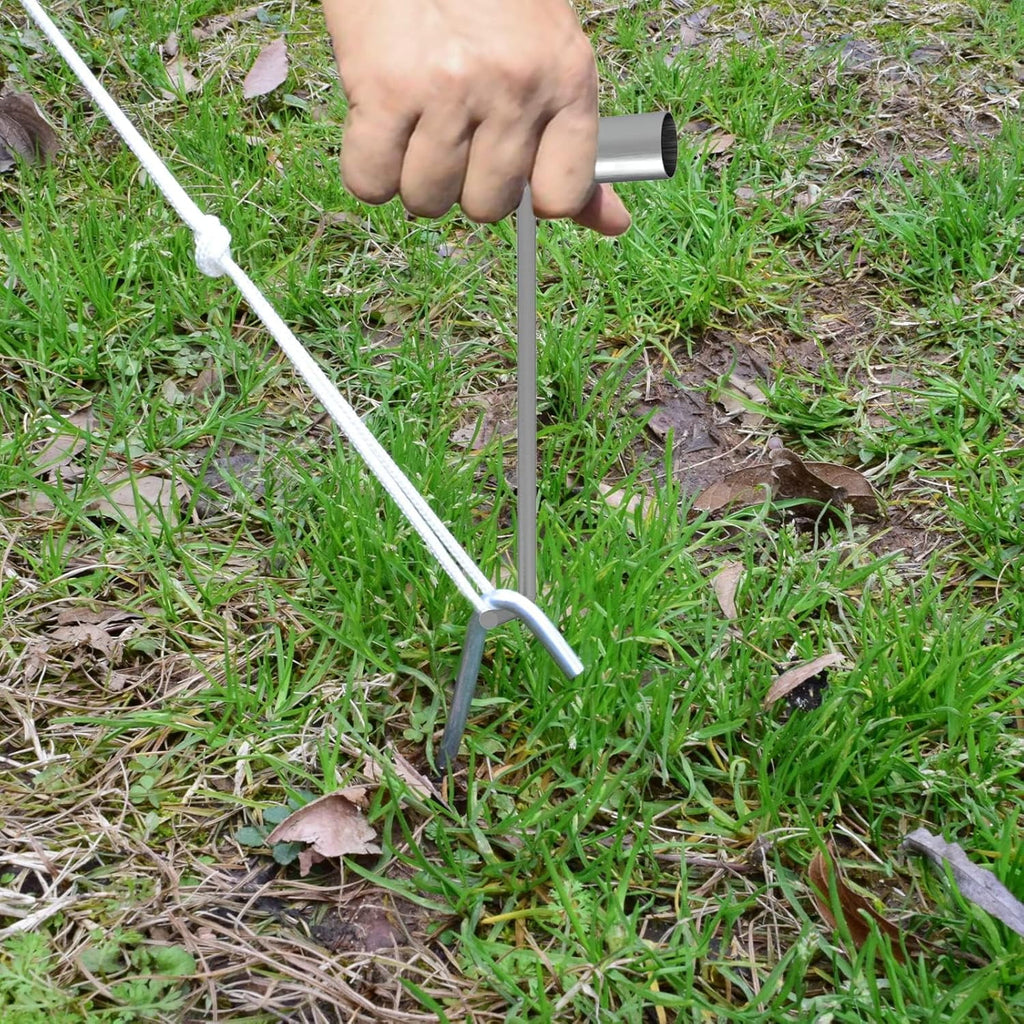 MySit 9 Inch Tent Stakes 25 Pack Galvanized Metal Tent Pegs with Pull Tool, Heavy Duty Steel Yard Camping Stakes Tarp Hooks for Canopies, Tarp, Outdoor Christmas Decorations ﻿