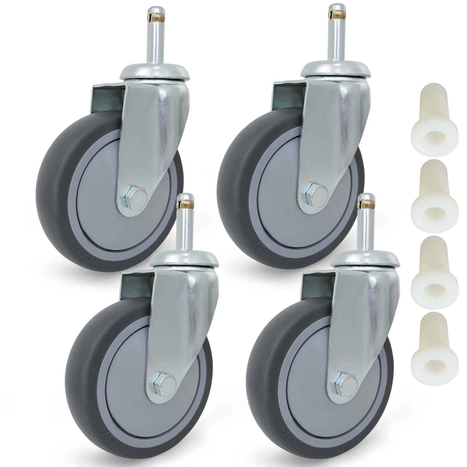 MySit 2/3/4-Inch Replacement Caster Wheel | 7/16" x 1-3/8" Stem | Fits Rubbermaid, Weber, Shop-Vac | Pack of 4