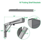 MySit 16-inch Heavy Duty Folding Shelf Brackets 4-Pack, 550lb Load Capacity Stainless Steel Collapsible Wall Mounted Table Bracket for Space Saving Storage & DIY Projects