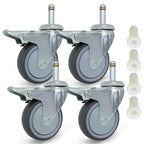 MySit 3-Inch and 4-Inch TPR Replacement Caster Wheel with Locking Brake and Standard Stem