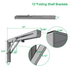 MySit 16-inch Heavy Duty Folding Shelf Brackets 4-Pack, 550lb Load Capacity Stainless Steel Collapsible Wall Mounted Table Bracket for Space Saving Storage & DIY Projects