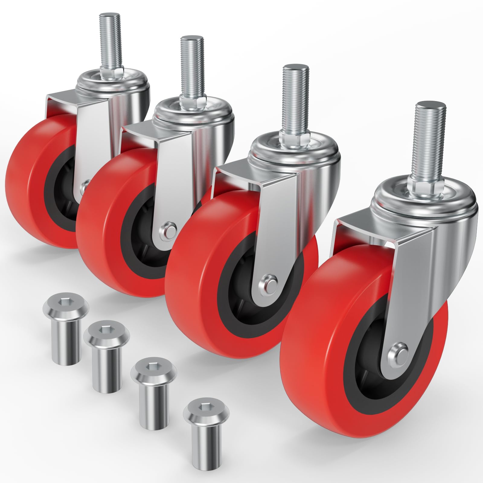 Heavy-Duty Threaded Stem Caster Wheels | 2.5" Replacement for Mechanic Creeper & Service Carts