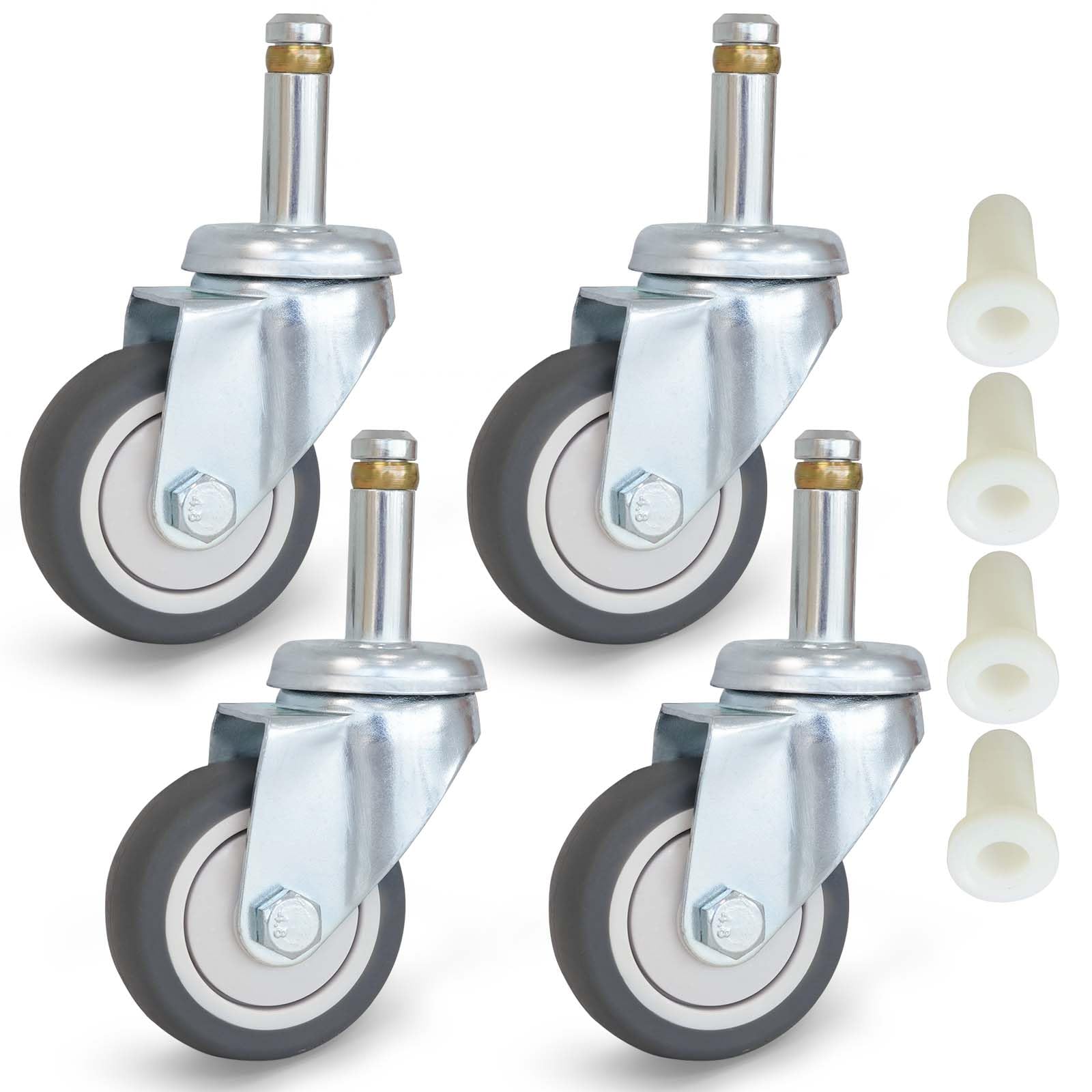 MySit 2/3/4-Inch Replacement Caster Wheel | 7/16" x 1-3/8" Stem | Fits Rubbermaid, Weber, Shop-Vac | Pack of 4
