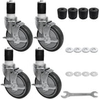 MySit 3-Inch Expanding Stem Caster Wheel with Side Lock Brake, Set of 4