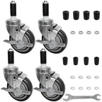MySit 5-Inch Heavy-Duty Expanding Stem Caster Wheel with Side Lock Brake, Set of 4