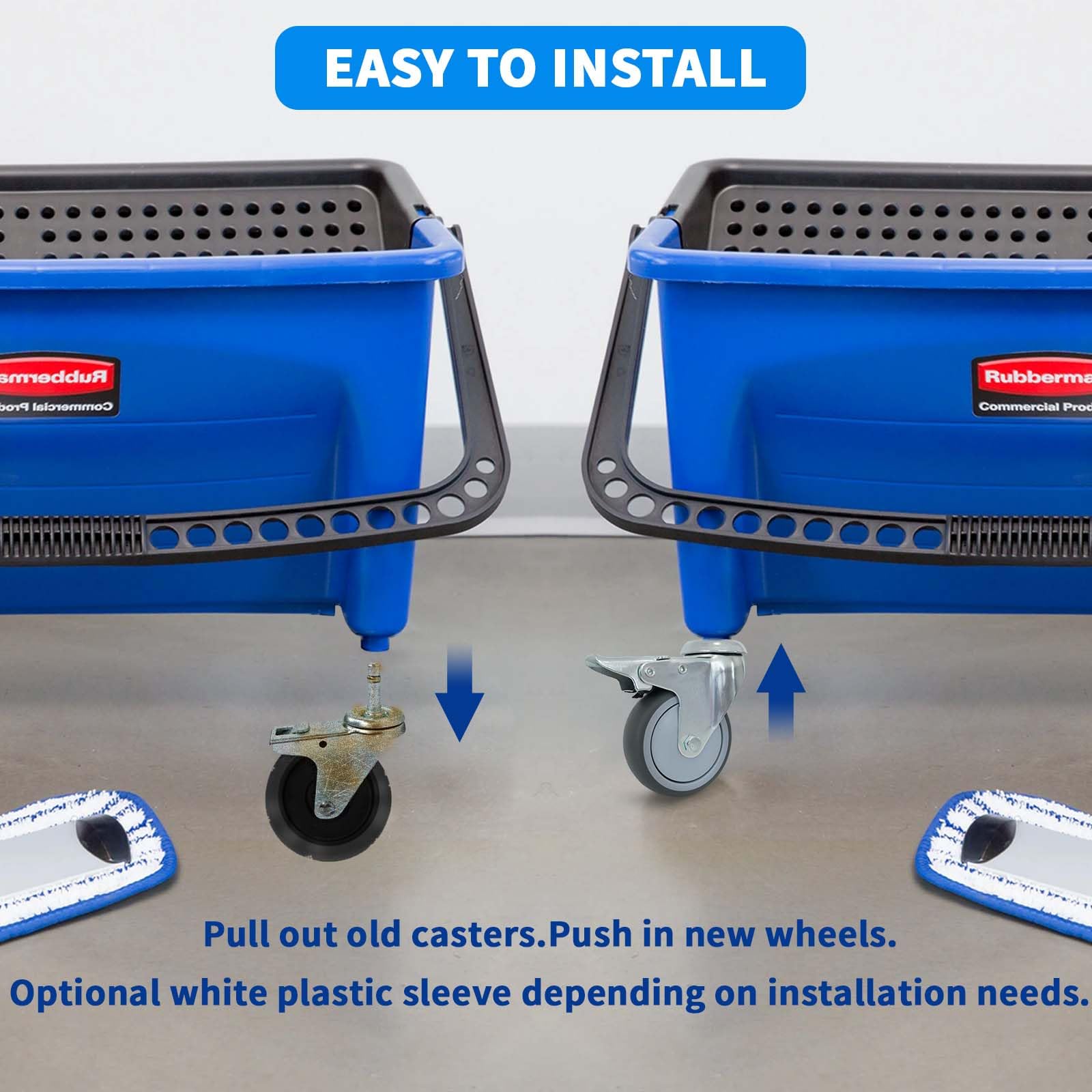 MySit 3-Inch and 4-Inch TPR Replacement Caster Wheel with Locking Brake and Standard Stem