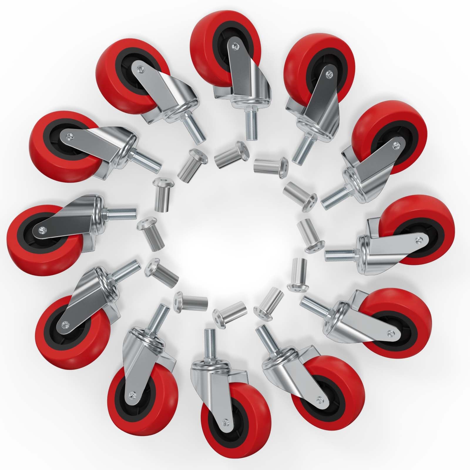 Heavy-Duty Threaded Stem Caster Wheels | 2.5" Replacement for Mechanic Creeper & Service Carts