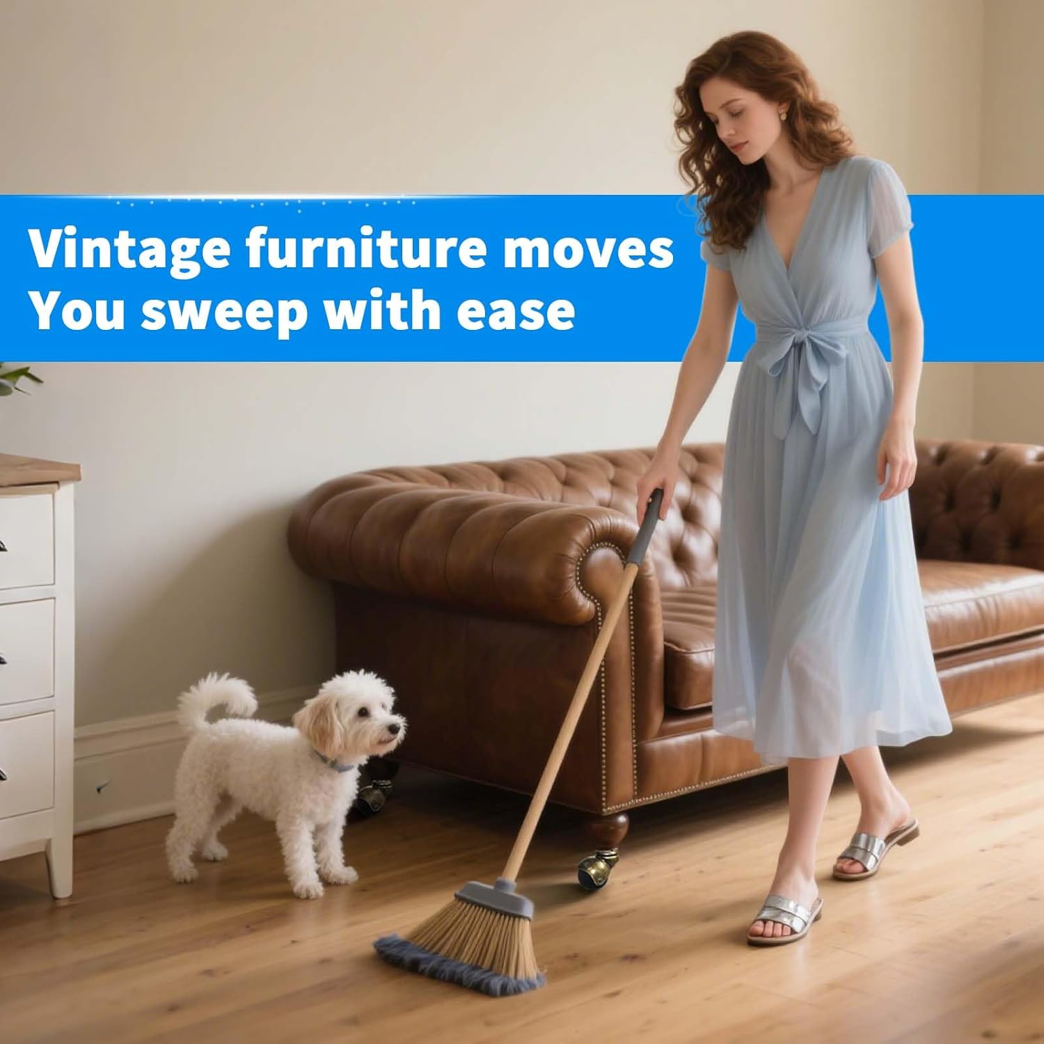 MySit Ball Caster Wheels 2 Inch Brass Vintage Antique Heavy Duty TPR Casters with Grip Neck for Furniture Legs, Cabinet, Sofa 4 Pack