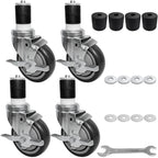 MySit 3-Inch Expanding Stem Caster Wheel with Side Lock Brake, Set of 4