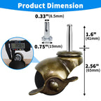 Premium Furniture Casters with Locking Brakes - Set of 4 Heavy-Duty 2" Brass Ball Casters for Sofas, Chairs & Cabinets