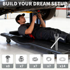 MySit Creeper Caster Wheels Set of 6 Heavy-Duty 2.5 Inch Casters Replacement Roller Blade Rubber 360 Degree No Noise Wheel for Mechanic Stool, Rolling Garage Seat