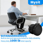MySit Universal 11x22mm Office Chair Wheels | Set of 5 Heavy-Duty Casters with Brake