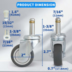 MySit 2/3/4-Inch Replacement Caster Wheel | 7/16" x 1-3/8" Stem | Fits Rubbermaid, Weber, Shop-Vac | Pack of 4