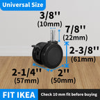 MySit Universal 10x22mm Office Chair Wheels - Set of 5 Mute PU Casters for Hardwood Floors, Heavy-Duty Replacement with Easy Installation