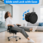 MySit Universal 10x22mm Office Chair Wheels - Set of 5 Mute PU Casters for Hardwood Floors, Heavy-Duty Replacement with Easy Installation