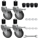 MySit 5-Inch Heavy-Duty Expanding Stem Caster Wheel with Side Lock Brake, Set of 4