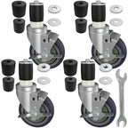 MySit 3-Inch Expanding Stem Caster Wheel with Side Lock Brake, Set of 4