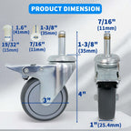 MySit 3-Inch and 4-Inch TPR Replacement Caster Wheel with Locking Brake and Standard Stem