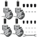MySit 5-Inch Heavy-Duty Expanding Stem Caster Wheel with Side Lock Brake, Set of 4