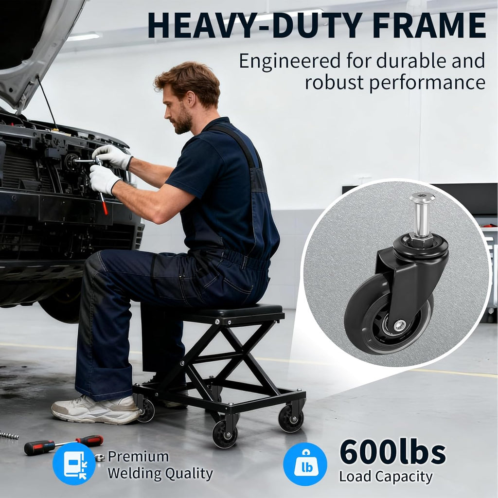 MySit Creeper Caster Wheels Set of 6 Heavy-Duty 2.5 Inch Casters Replacement Roller Blade Rubber 360 Degree No Noise Wheel for Mechanic Stool, Rolling Garage Seat