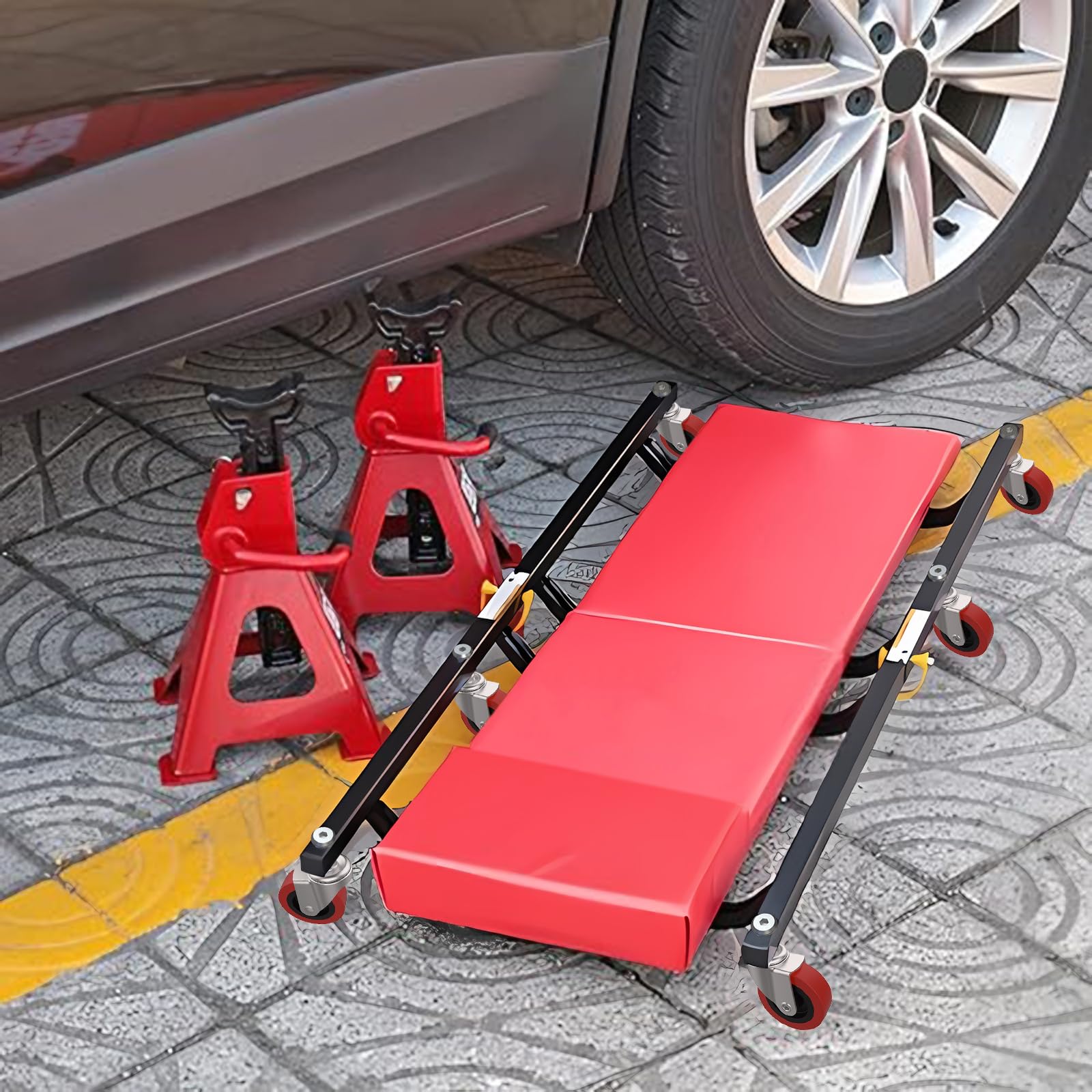 Heavy-Duty Threaded Stem Caster Wheels | 2.5" Replacement for Mechanic Creeper & Service Carts