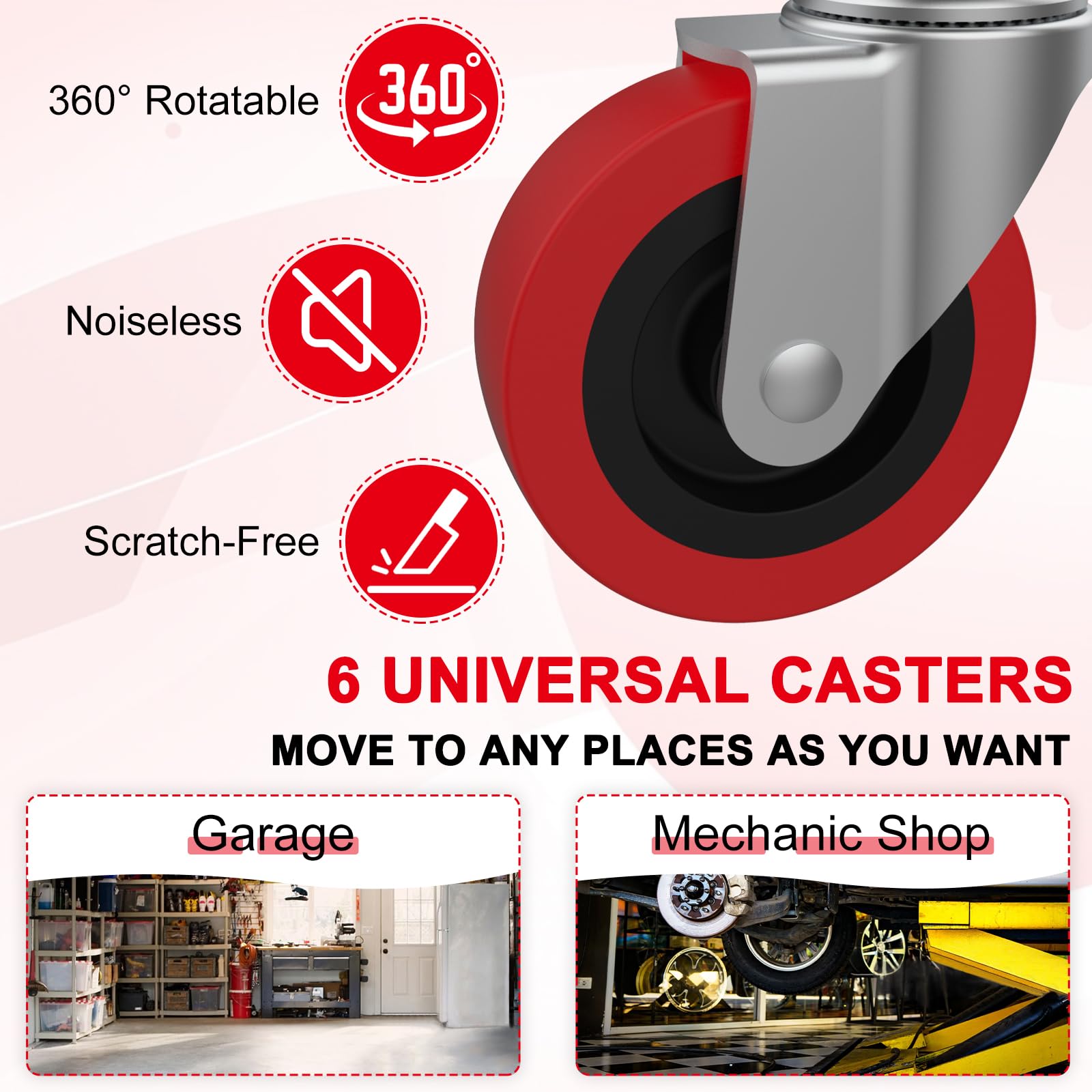 Heavy-Duty Threaded Stem Caster Wheels | 2.5" Replacement for Mechanic Creeper & Service Carts