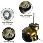 Premium Furniture Casters with Locking Brakes - Set of 4 Heavy-Duty 2" Brass Ball Casters for Sofas, Chairs & Cabinets
