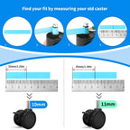 MySit Universal 11x22mm Office Chair Wheels | Set of 5 Heavy-Duty Casters with Brake