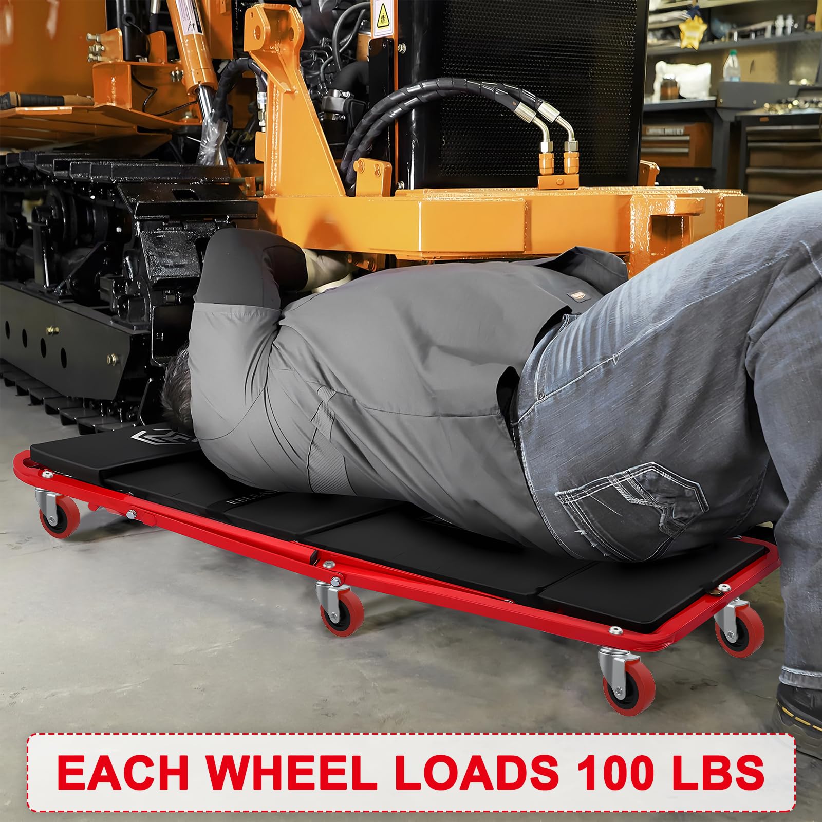 Heavy-Duty Threaded Stem Caster Wheels | 2.5" Replacement for Mechanic Creeper & Service Carts