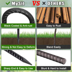 MySit 12 Inch Multi-Purpose Rebar J Hook Ground Stakes 8 Pack Heavy Duty Galvanized Steel Tent Stakes, Metal Ground Anchors for Landscape, Fences, Garden, Campground, Black