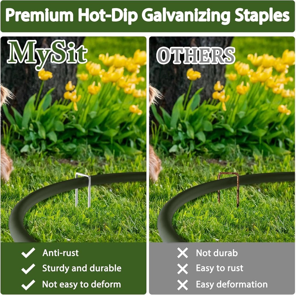 MySit 6 Inch 50 Pack U-Shape Garden Stakes Plant Cover Stakes Heavy Duty 11 Gauge Galvanized Landscape Staples for Weed Barrier, Irrigation Tubing, Yard Lawn, Landscape Fabric