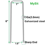 MySit 6 Inch 50 Pack U-Shape Garden Stakes Plant Cover Stakes Heavy Duty 11 Gauge Galvanized Landscape Staples for Weed Barrier, Irrigation Tubing, Yard Lawn, Landscape Fabric