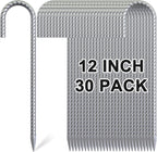 MySit 12 Inch Rebar Stakes J Hook Ground Stakes 30-Pack Ground Anchors for Tent Heavy Duty Galvanized for Outdoor Lawn Decorations Inflatables Canopy Swing Set