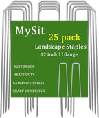 MySit 6 Inch 50 Pack U-Shape Garden Stakes Plant Cover Stakes Heavy Duty 11 Gauge Galvanized Landscape Staples for Weed Barrier, Irrigation Tubing, Yard Lawn, Landscape Fabric