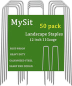 MySit 6 Inch 100 Pack Galvanized Garden Stakes Plant Cover Stakes 11 Gauge Lawn Staples, Garden Staples Securing Pegs for Securing Weed Fabric Landscape Fabric Netting Ground Sheets Fences