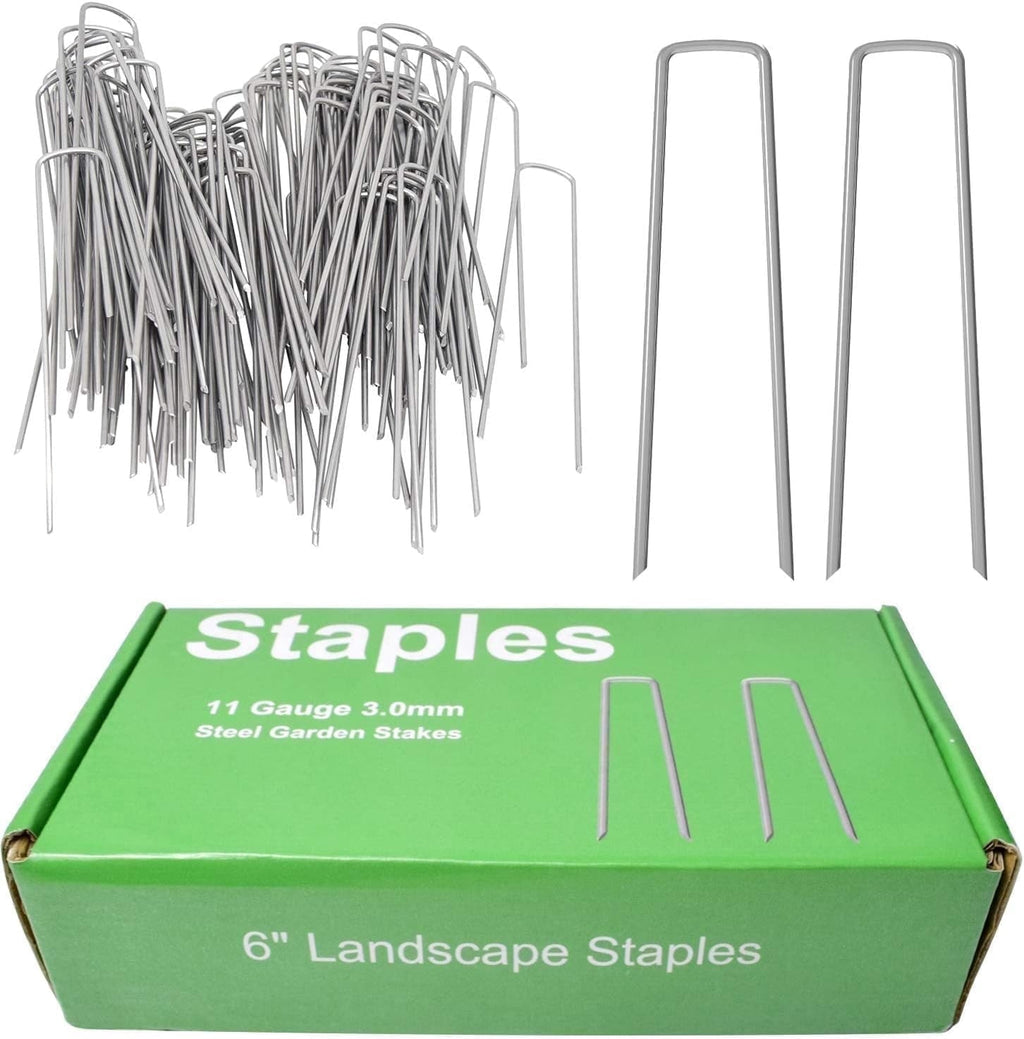 MySit 6 Inch 50 Pack U-Shape Garden Stakes Plant Cover Stakes Heavy Duty 11 Gauge Galvanized Landscape Staples for Weed Barrier, Irrigation Tubing, Yard Lawn, Landscape Fabric