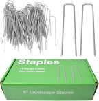 MySit 6 Inch 50 Pack U-Shape Garden Stakes Plant Cover Stakes Heavy Duty 11 Gauge Galvanized Landscape Staples for Weed Barrier, Irrigation Tubing, Yard Lawn, Landscape Fabric