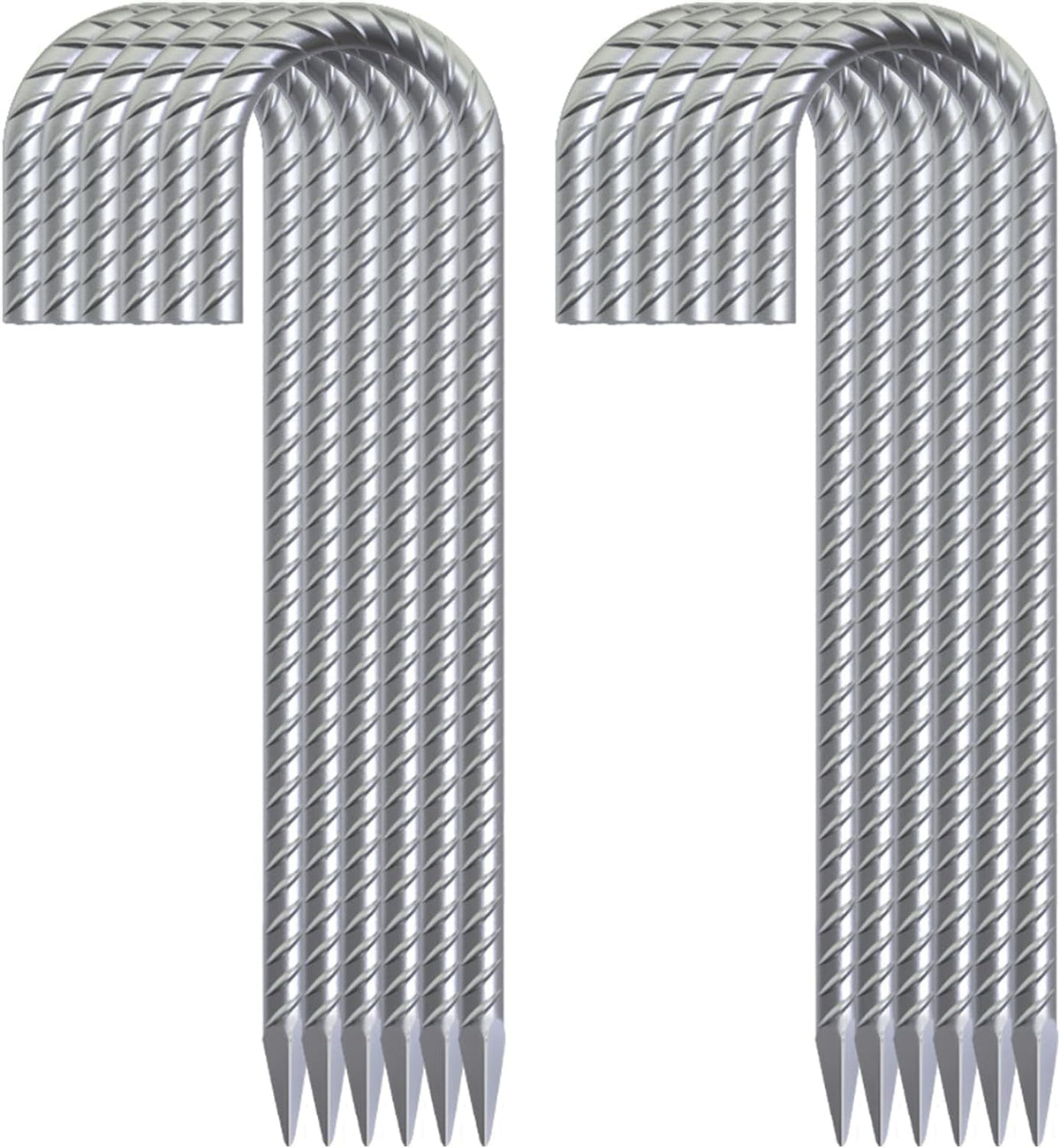 MySit 60 Pack 12" Ground Rebar Stakes Heavy Duty J Hook Ground Anchors, Curved Steel Plant Support Garden Stake Anti Rust Galvanized Ground Stakes