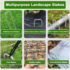 MySit 25 Packs 12 Inches Galvanized Landscape Staples Heavy Duty 11 Gauge Anti-Rust Garden Stakes Staples Securing SOD Pins Yard Stakes for Landscaping Securing Weed Barrier Fabric