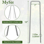 MySit 25 Packs 12 Inches Galvanized Landscape Staples Heavy Duty 11 Gauge Anti-Rust Garden Stakes Staples Securing SOD Pins Yard Stakes for Landscaping Securing Weed Barrier Fabric